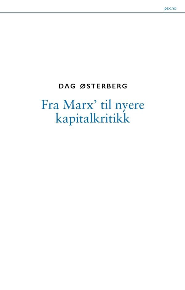 Fra Marx til nyere kapitalkritikk